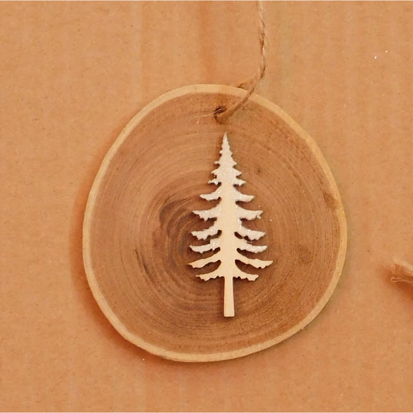 Addobbo Natale - fette legno con albero