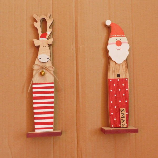 Addobbo Natale personaggi in legno intagliato