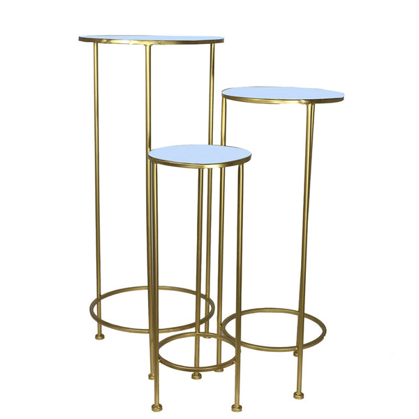 Set tavolini tondo in metallo oro